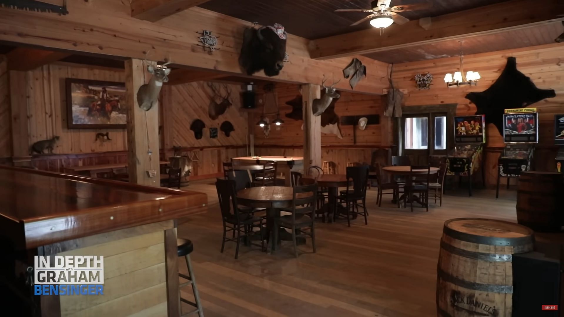 Inside the working saloon of Dale Earnhardt Jr's Whiskey Town (Graham Bensinger on YouTube)